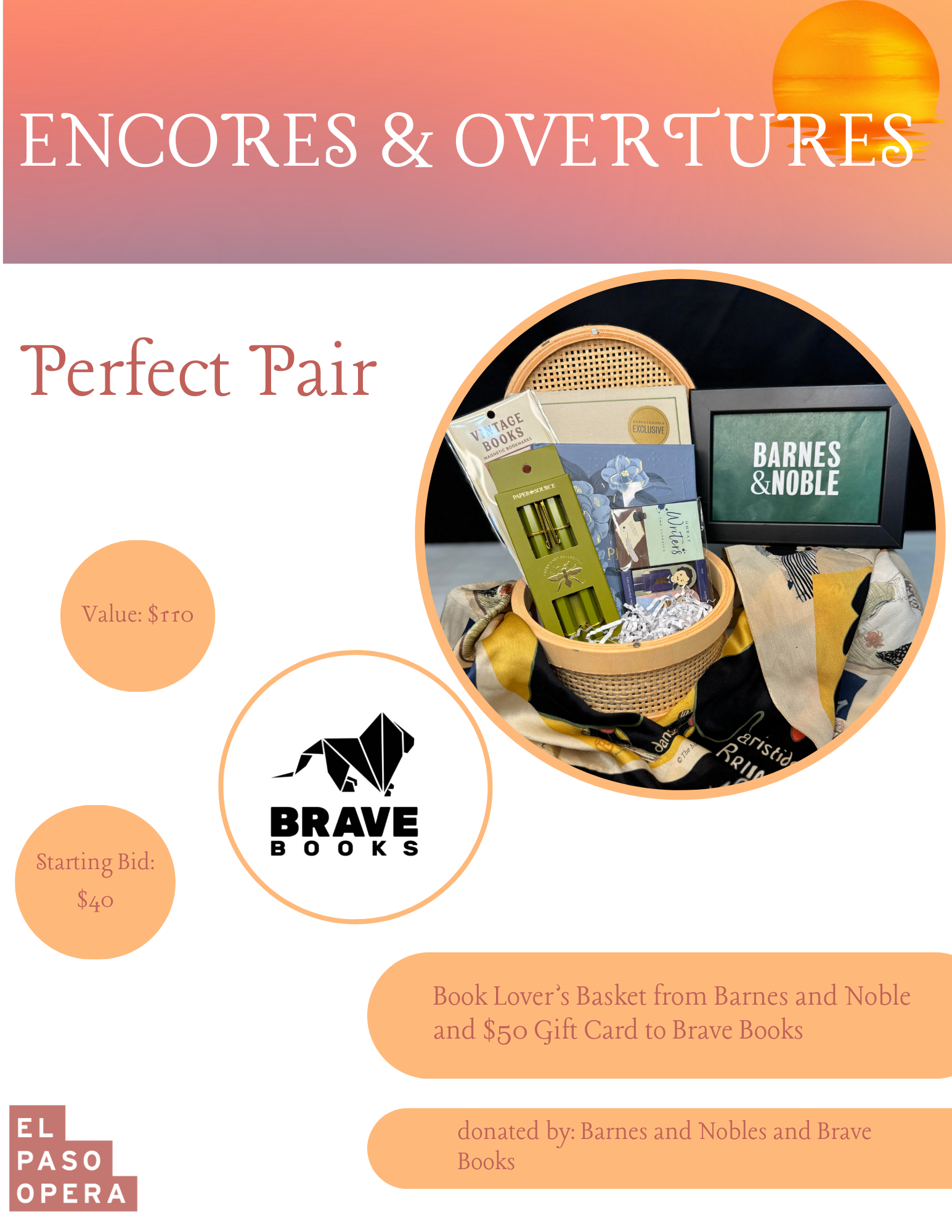$50 gift card to Brave Books; Book lover's basket from Barnes & Noble
