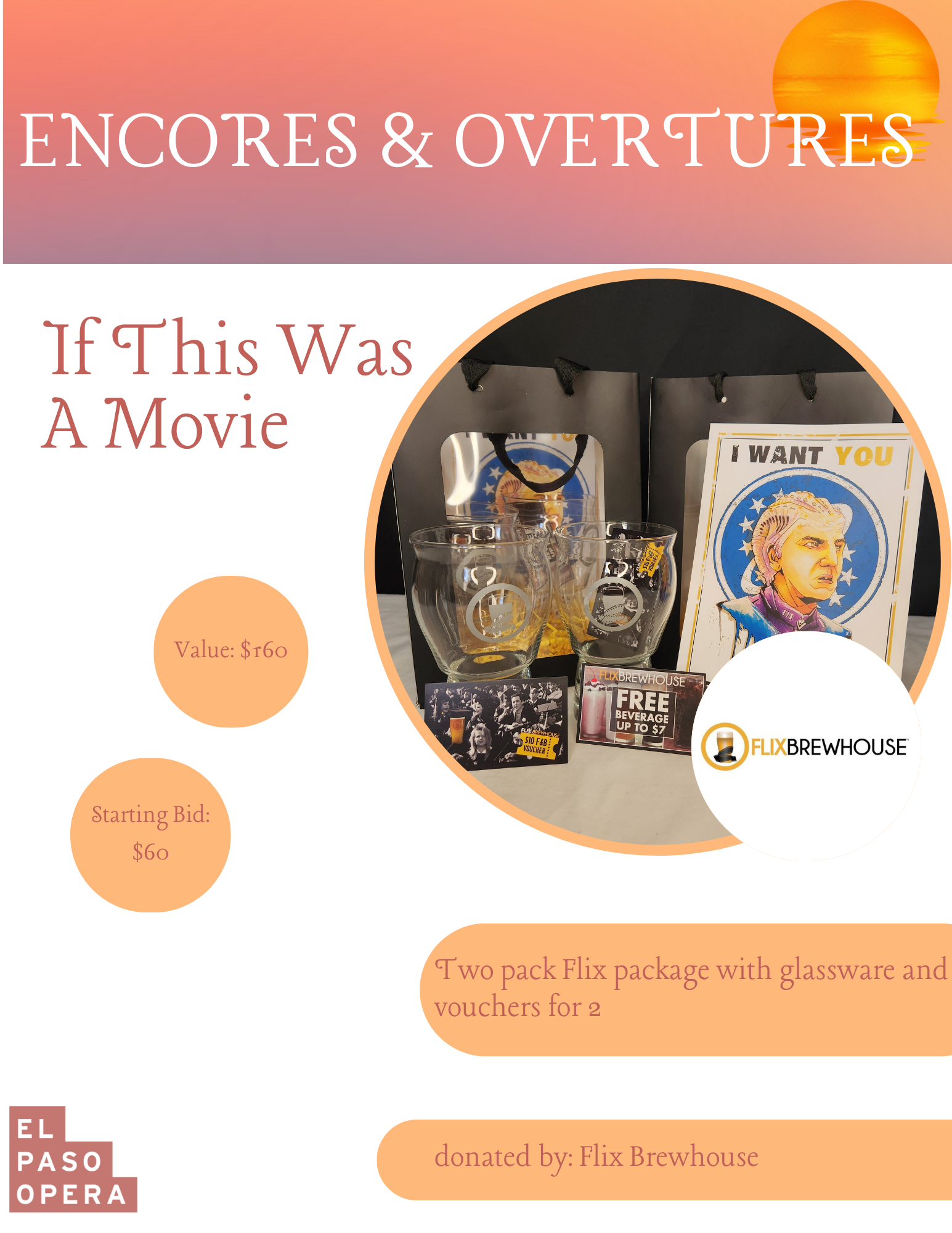 Two x Flix Brewhouse package with glassware and vouchers for 2