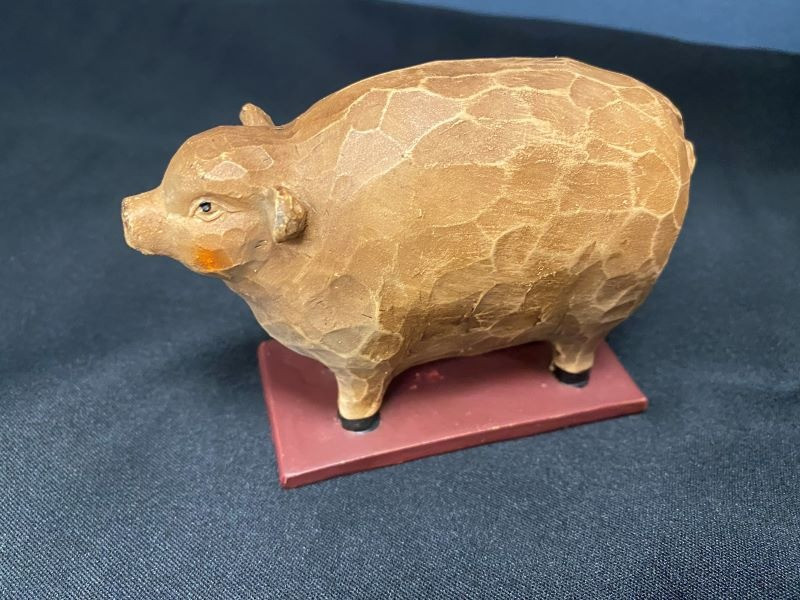 Vintage Wood Carved Pig