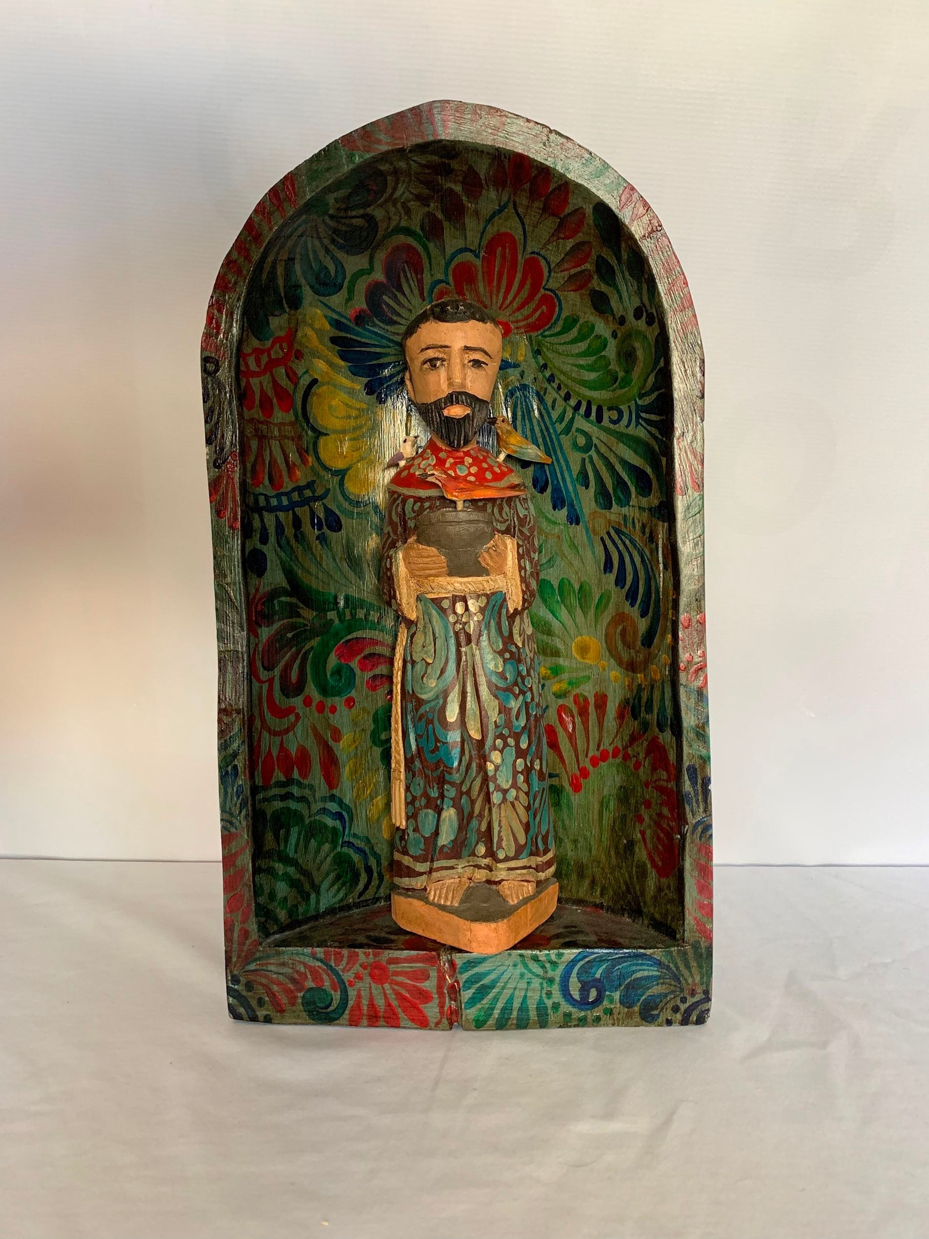 St. Francis Painted Altar and Statue From Mexico