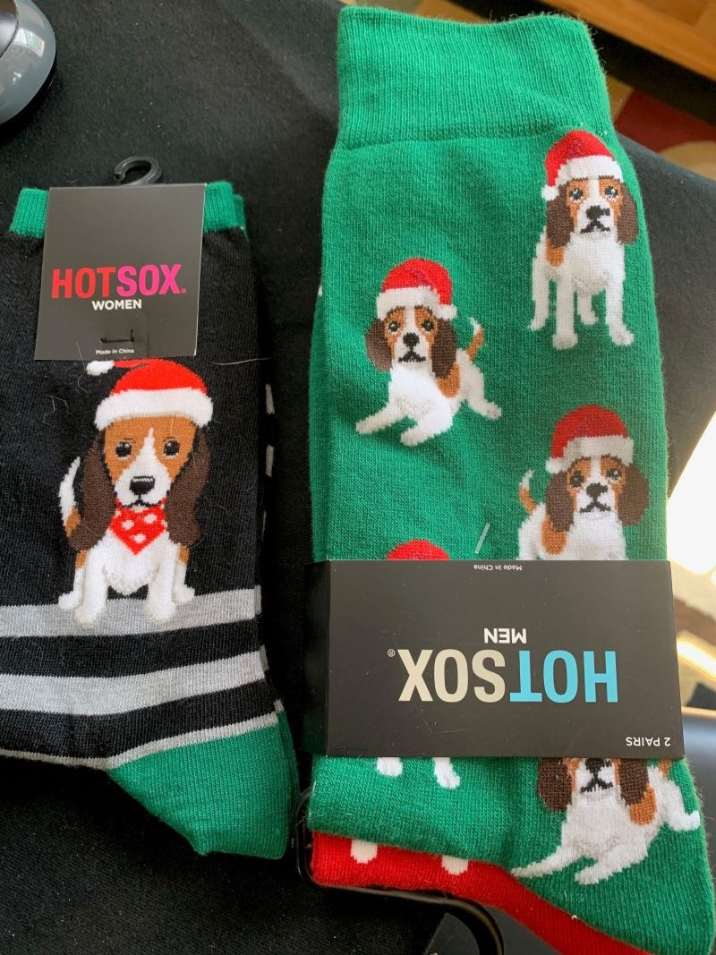 Three Pairs of Beagle Christmas Socks (Adult Size)