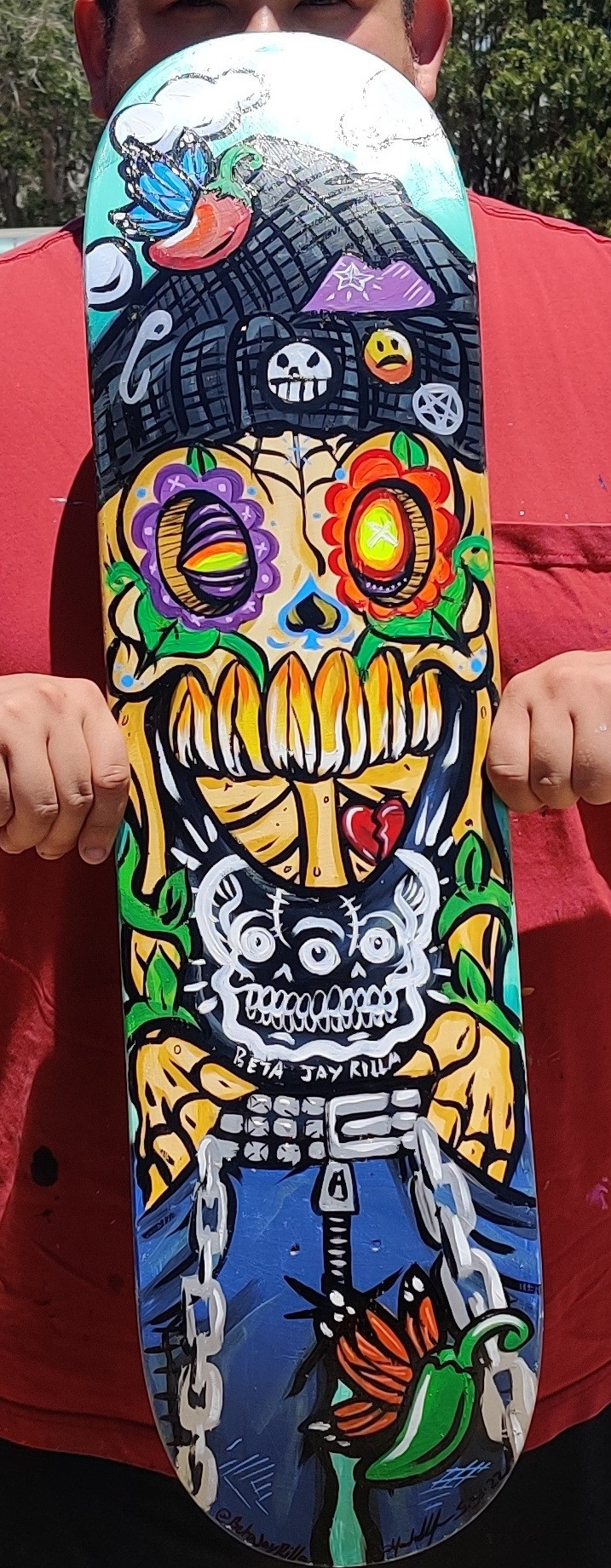 Acrylics on skateboard