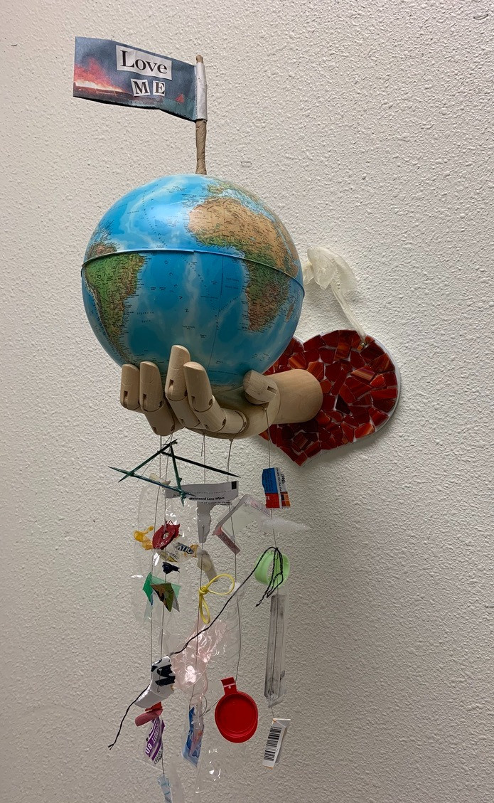 This sculptue was created for one of our Trash to Treasure contests and speaks to the urgency of why we need to help our planet.