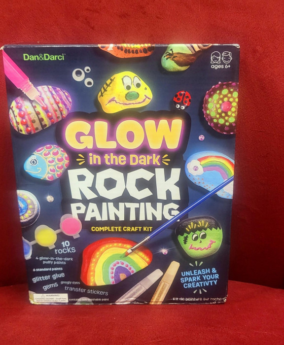 A cool, glow in the dark rock painting kit. It includes 10 rocks.