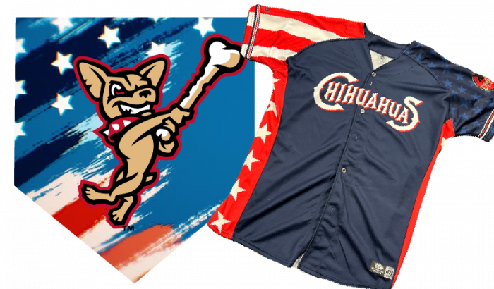 2018 Stars and Stripes Jersey - Size 48 (XL), Limited edition jersey from the Chihuahuas Independence Day game in 2018. Not player worn.