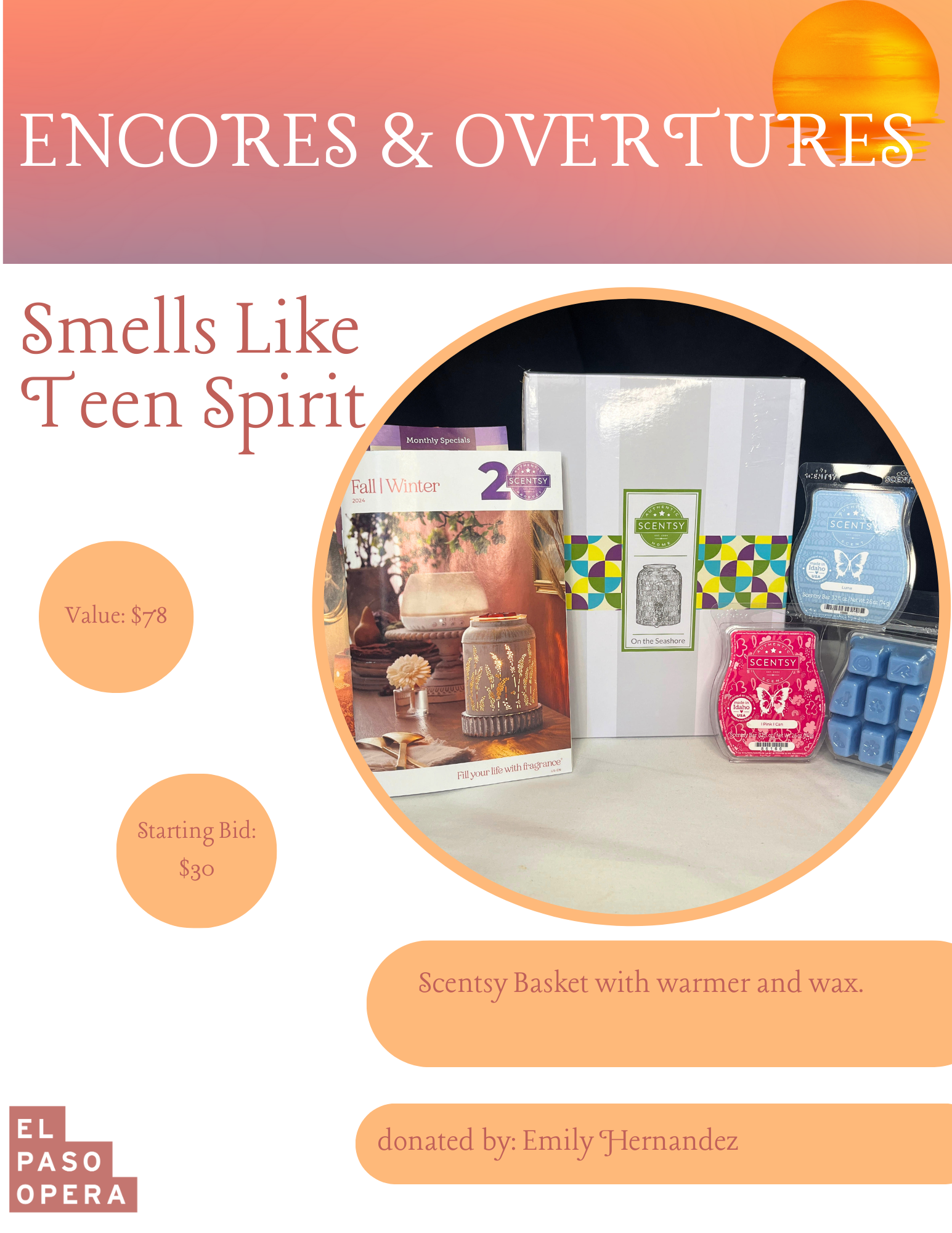 Scentsy Basket, 3 scentsy bars and On the Seashore Scentsy warmer