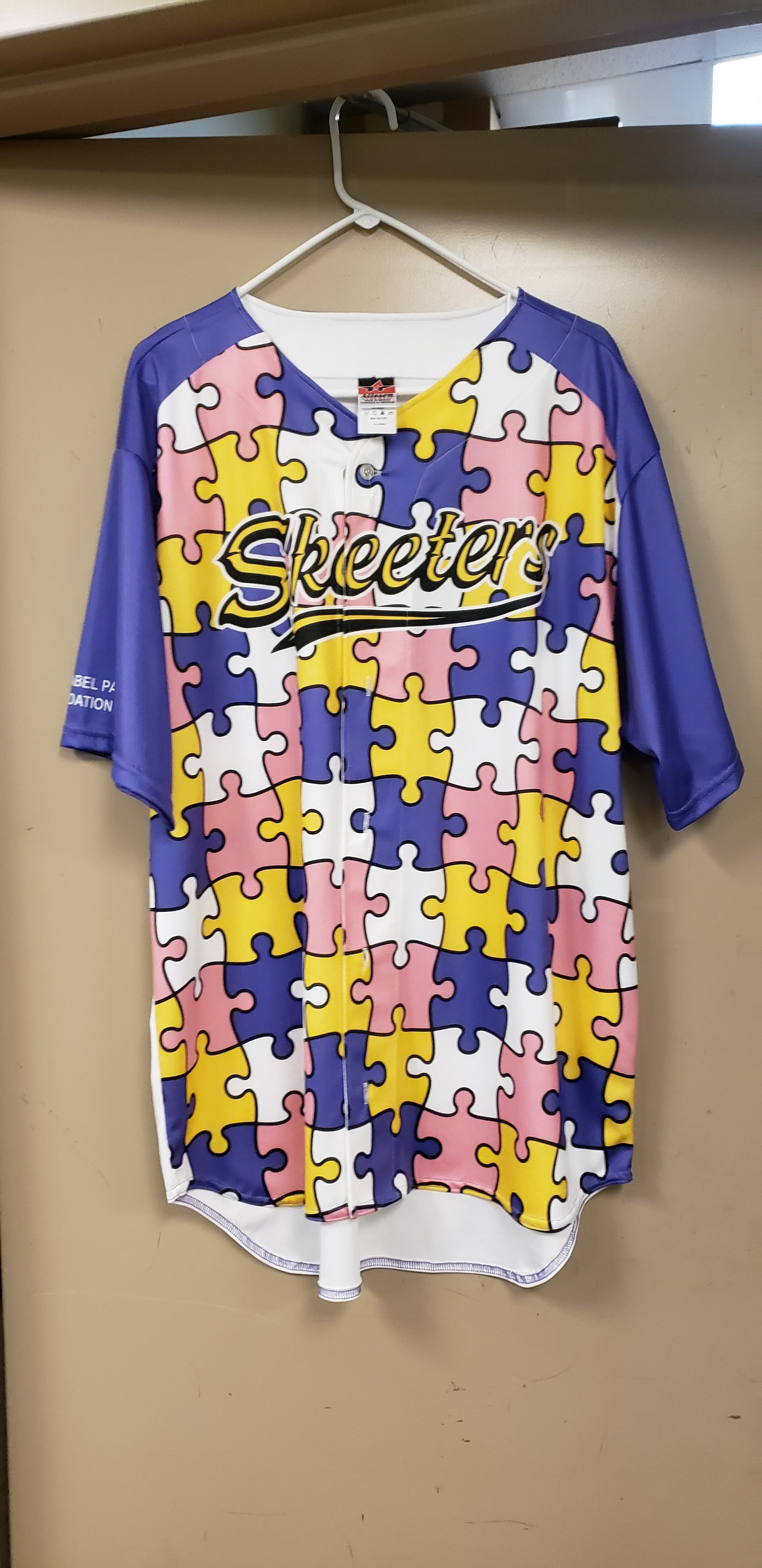 Custom Jersey 13 in Puzzle Design (Pink, Purple, Yellow and White)