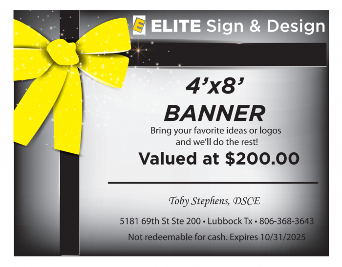 A 4x8 banner for your business or advertisement.