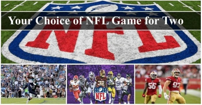 Enjoy an unforgettable National Football League experience with two 100-level game tickets, two nights at a Hilton, Hyatt, Marriott, or Kimpton hotel, and a $300 premium steakhouse gift card in the selected game city. See certificate for terms and conditions.