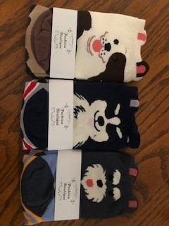 Set of 3 Dog Socks - Crew Socks. One Size Fits All
