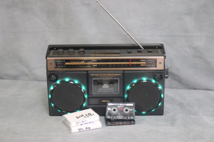 This portable ION sound system delivers massive audio, dancing multi-colored lights, wireless Bluetooth streaming, and versatile recording to cassette, USB, or SD cards.