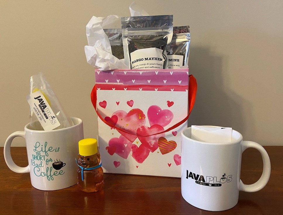 3 bags of whole leaf tea with diffuser, mugs and honey from Java Plus and a $20 gift card too!