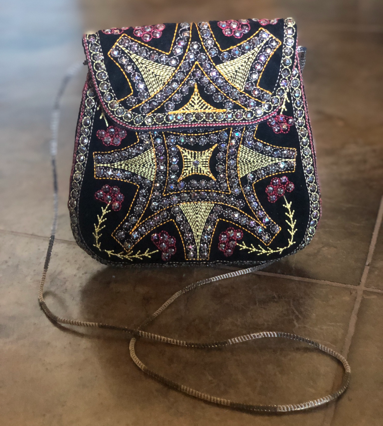 Handmade bejeweled small crossbody bag. Like new.