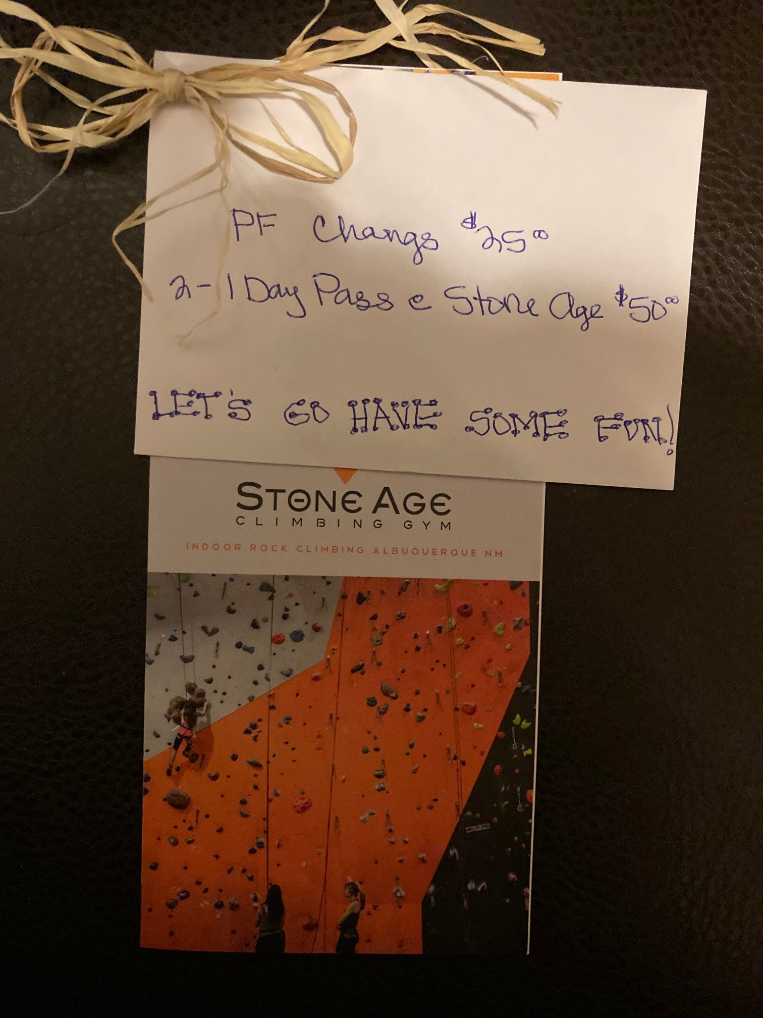 $25 to P.F. Chang's and 2 full day with rental passes to Stone Age