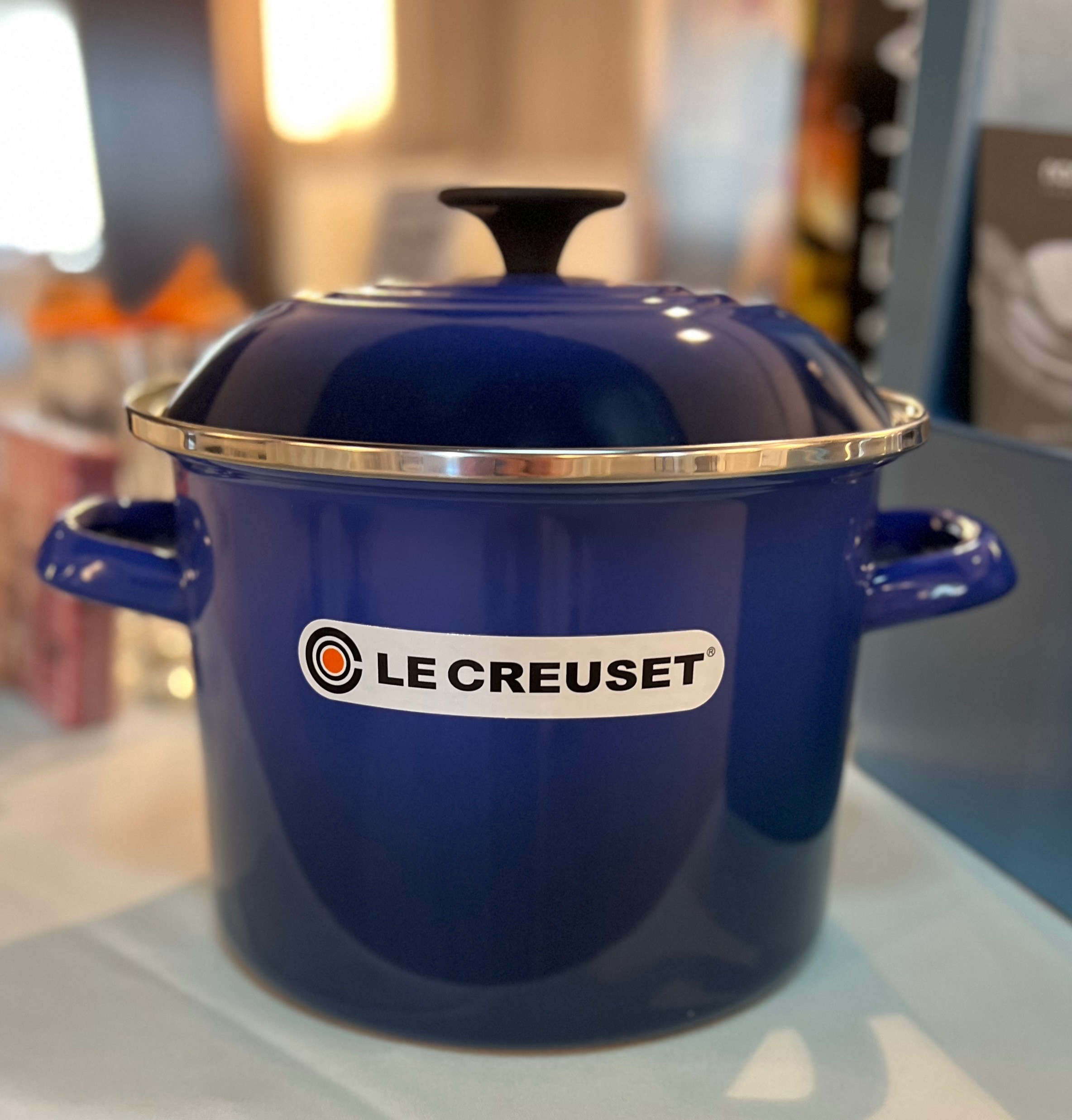 Blue Le Creuset pot