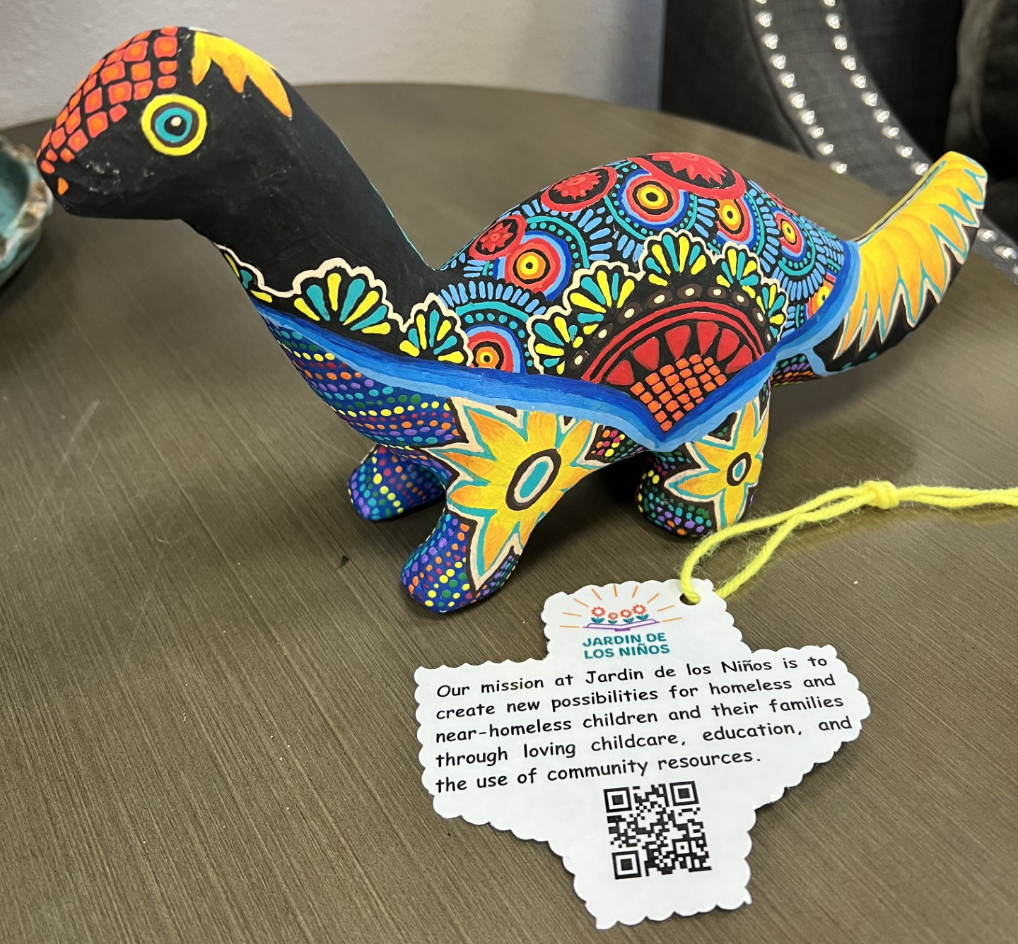 This alebrije is made by Jardin de los Niños. The proceeds of this auction item will support Jardin de los Niños' endowment.