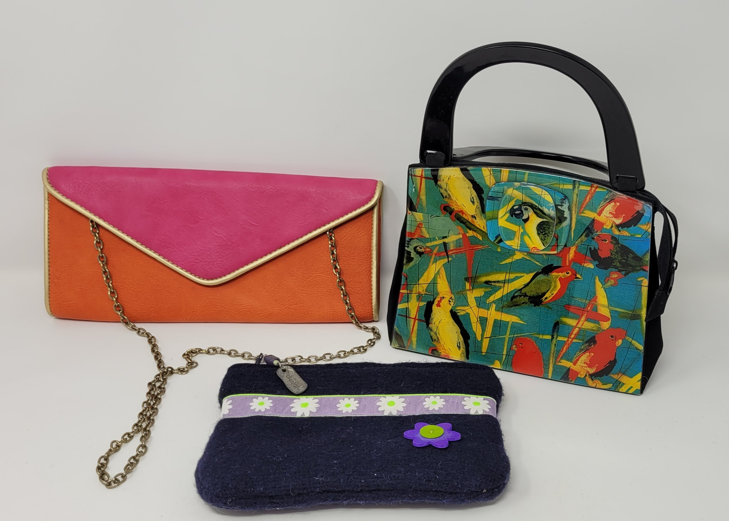 3 very unique, vintage purses! Super 60's, Bird Splash and Velvet Kiddy