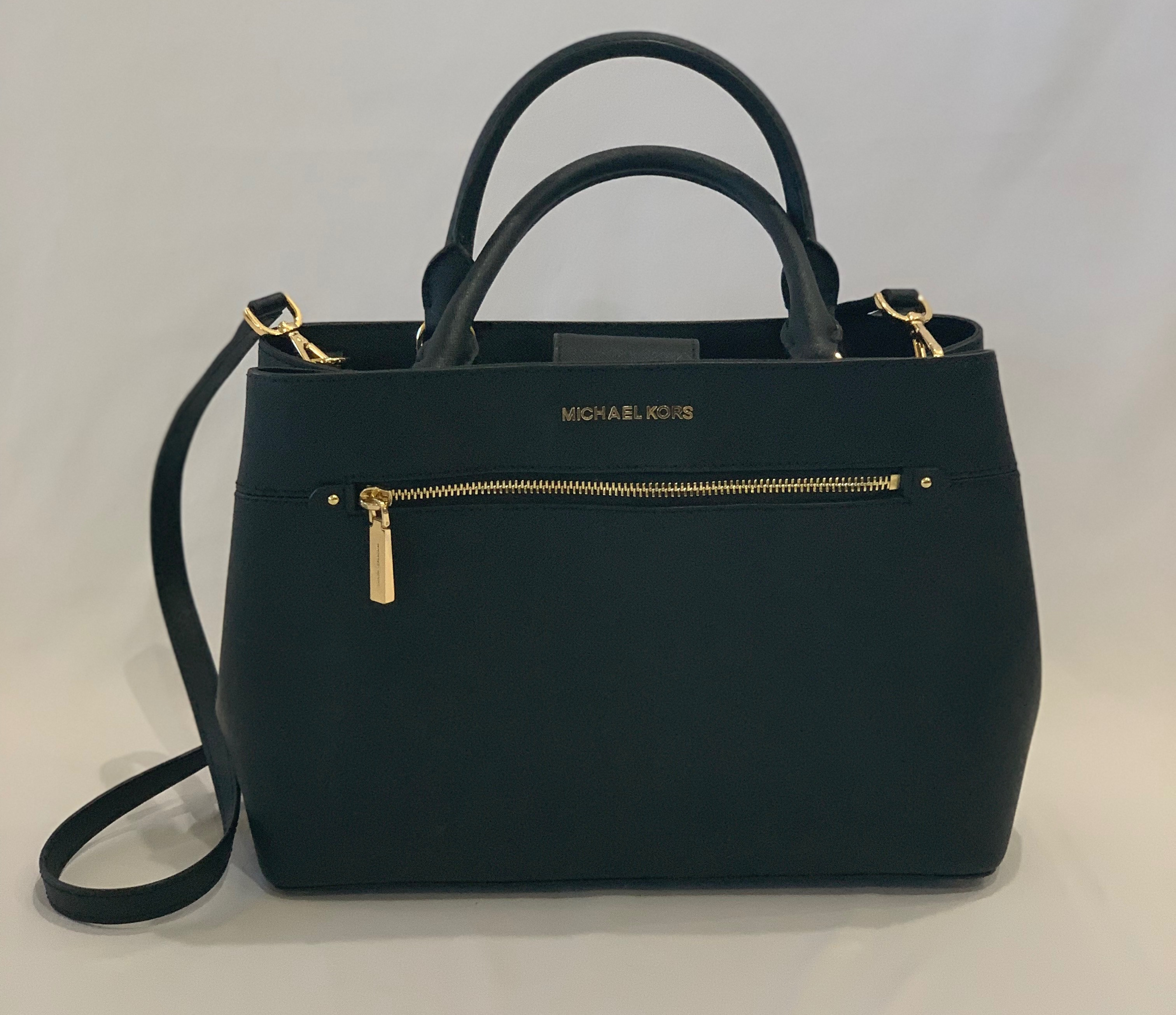 Michael Kors stiff black leather handbag