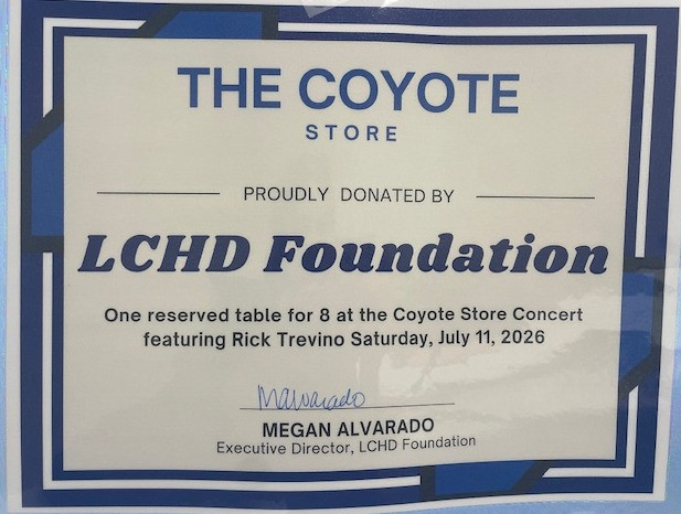 Table for 8 at the Coyote Store for Rick Trevino, July 11, 2026