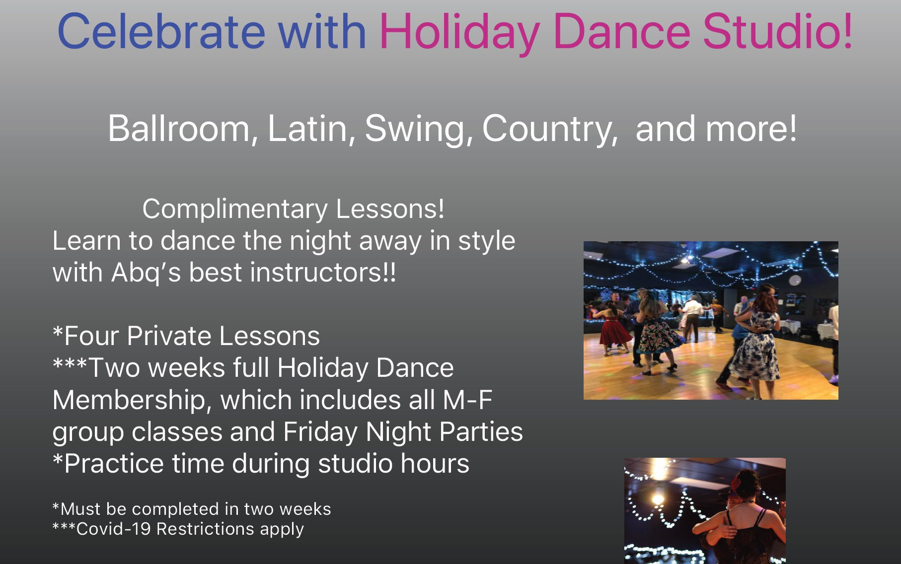 2 week, 4 private dance lessons at Holiday Dance Studio