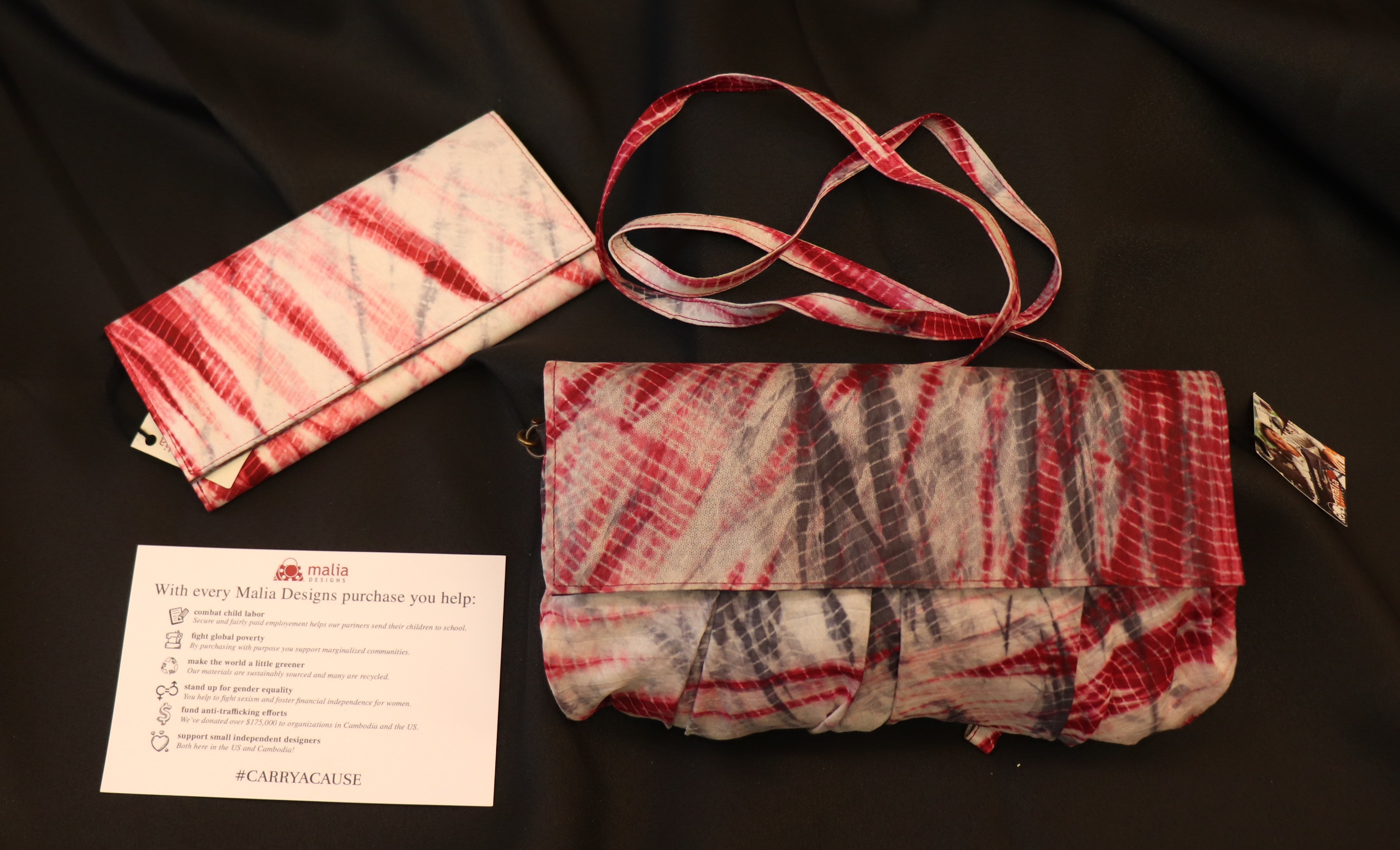 Fair Trade. Silk tie-dye clutch and wallet.