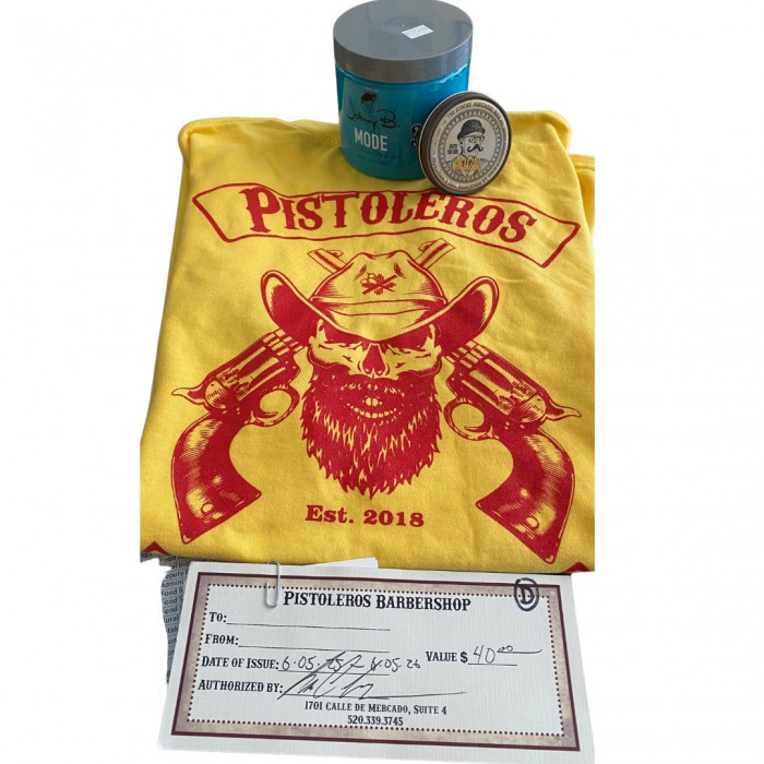 Johnny B Styling Gel, Reuzel Mustache Wax, T-shirt, and a $40 gift card, and (2) $5 coupons