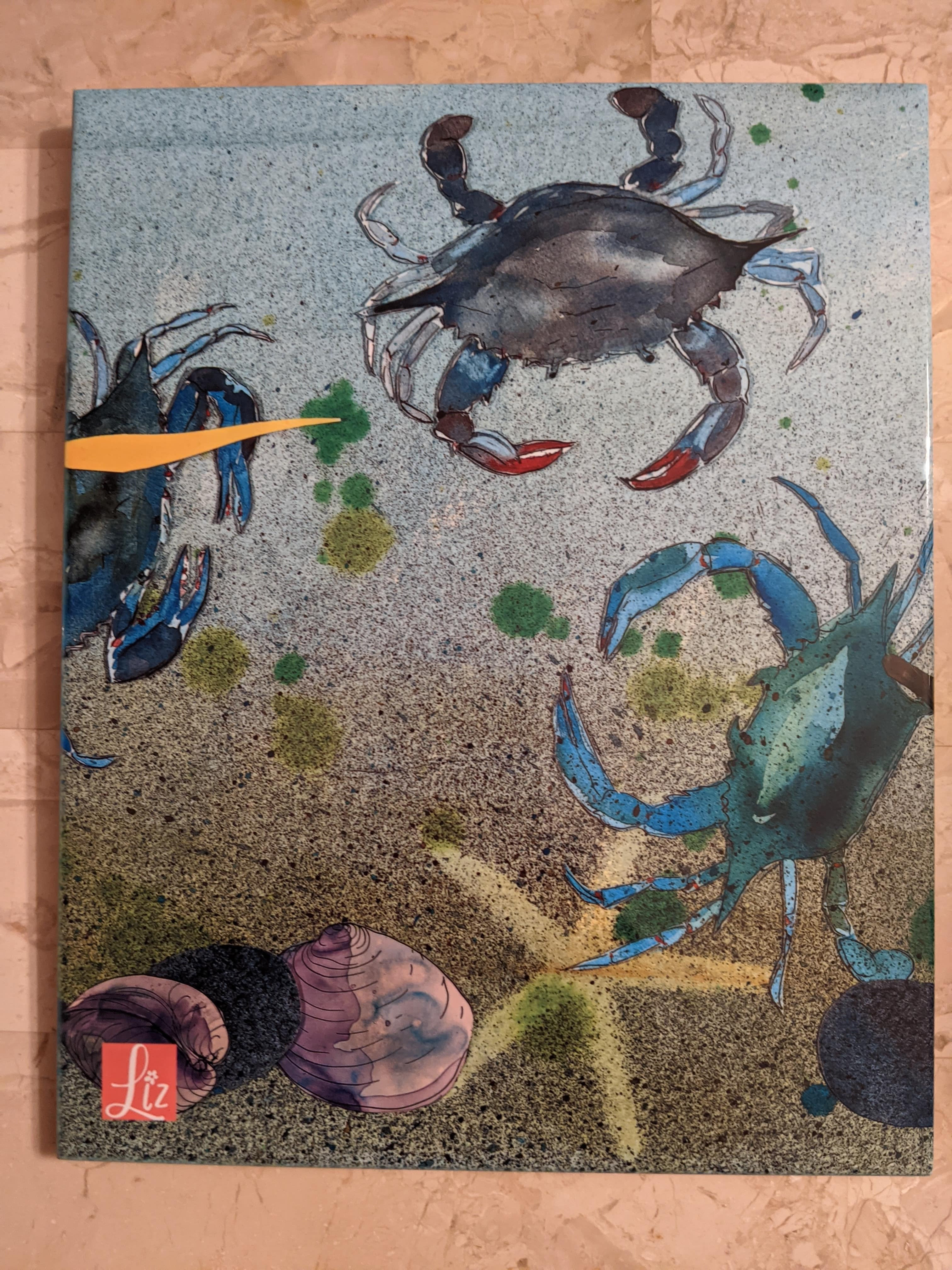 Crab Happy Ceramic Tile by Liz Lind Editions (8" x 10")