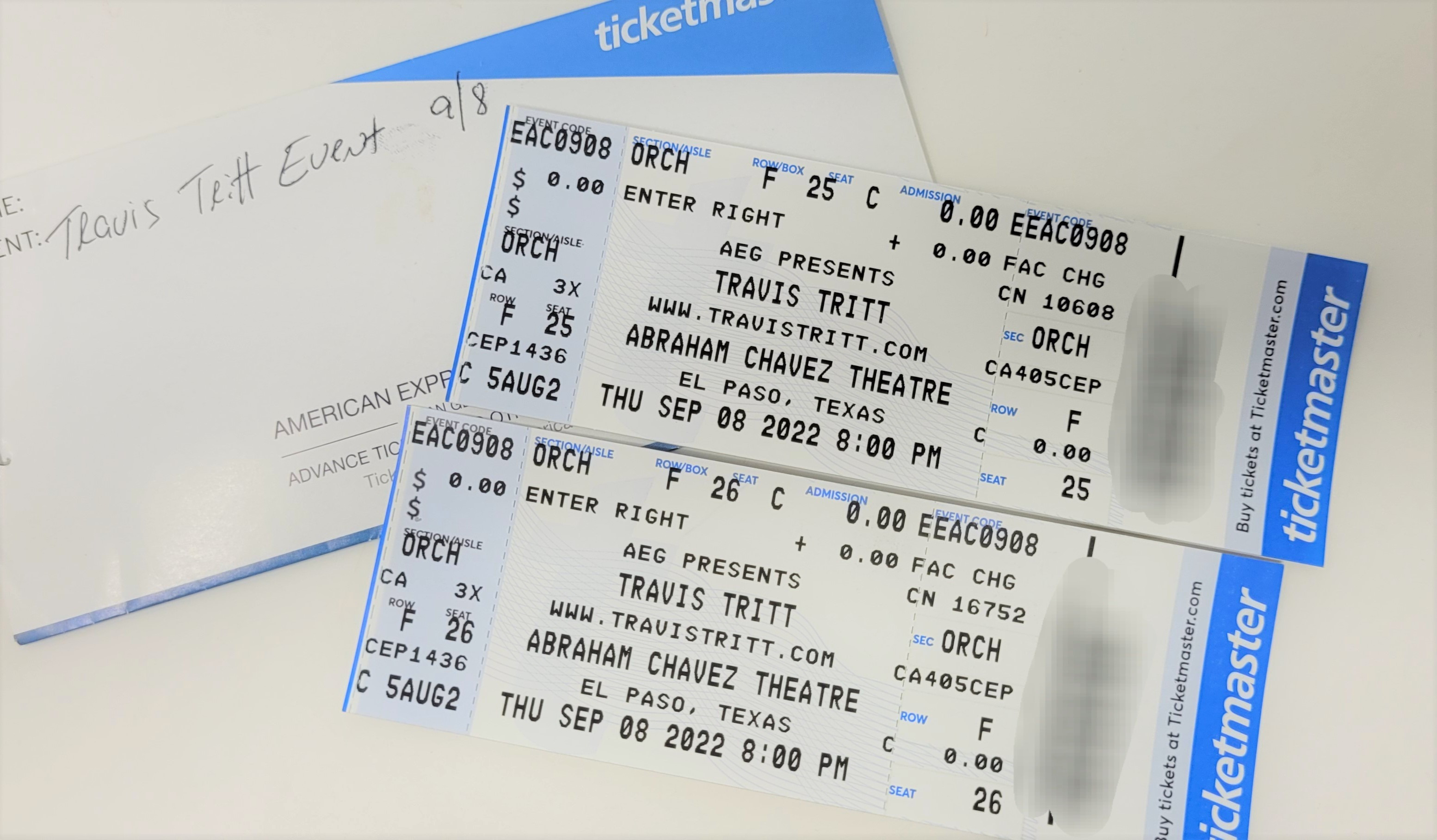 2 Travis Tritt Concert Tickets, Abraham Chavez Theater, Thursday, Sept 8th, 2022, 8pm, Orchestra