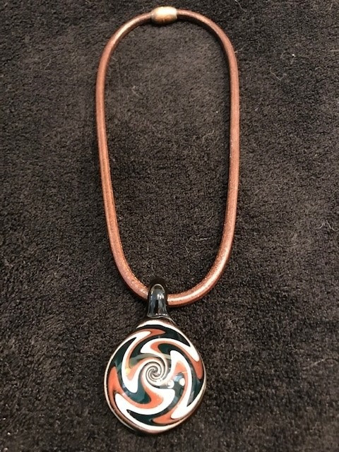 Artisan Brown Glass & Leather Necklace