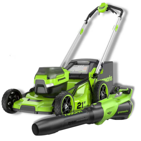 Upgrade your yard care with this zero-emission Greenworks duo, combining a high-performance 60V mower that cuts up to 3/4 acre with a whisper-quiet 730 CFM 40V blower for effortless cleanup.