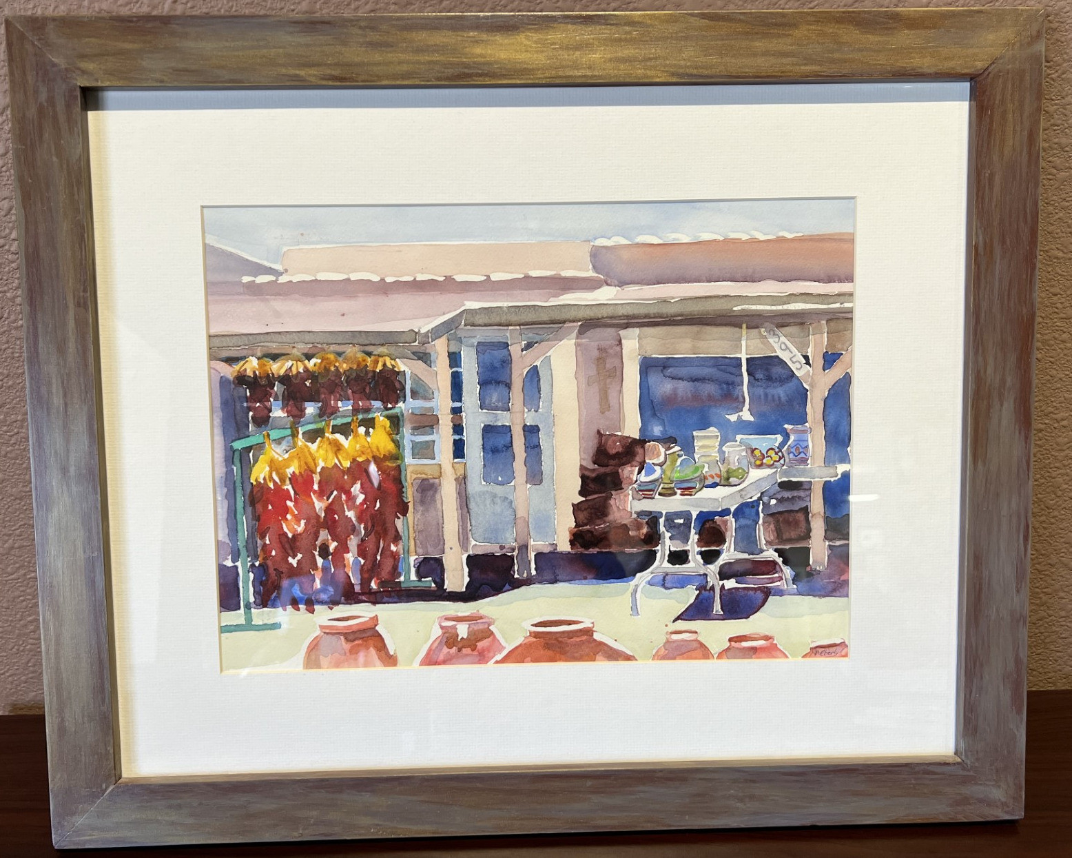 Framed watercolor painting by Pam Eberly (22.5 in x 18.5 in including frame)