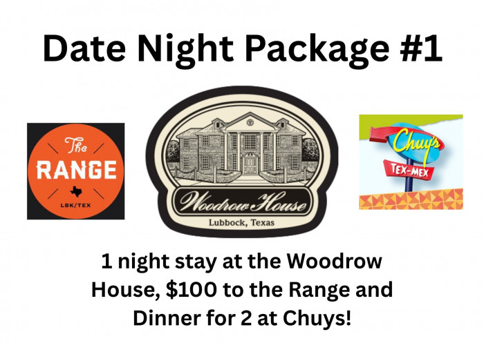 1 night stay at the Woodrow House, $100 to the Range and a Dinner for 2 at Chuy's.