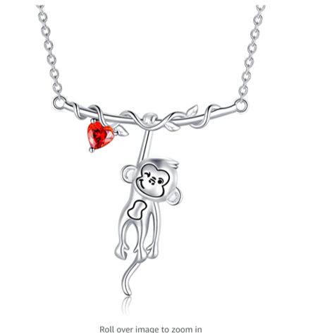 Sterling Silver Monkey Necklace Pendant