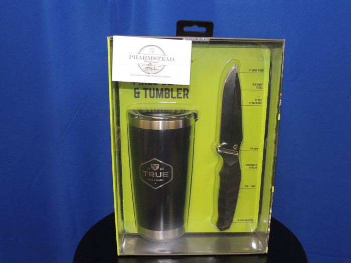 TRUE tumbler with a knife.
