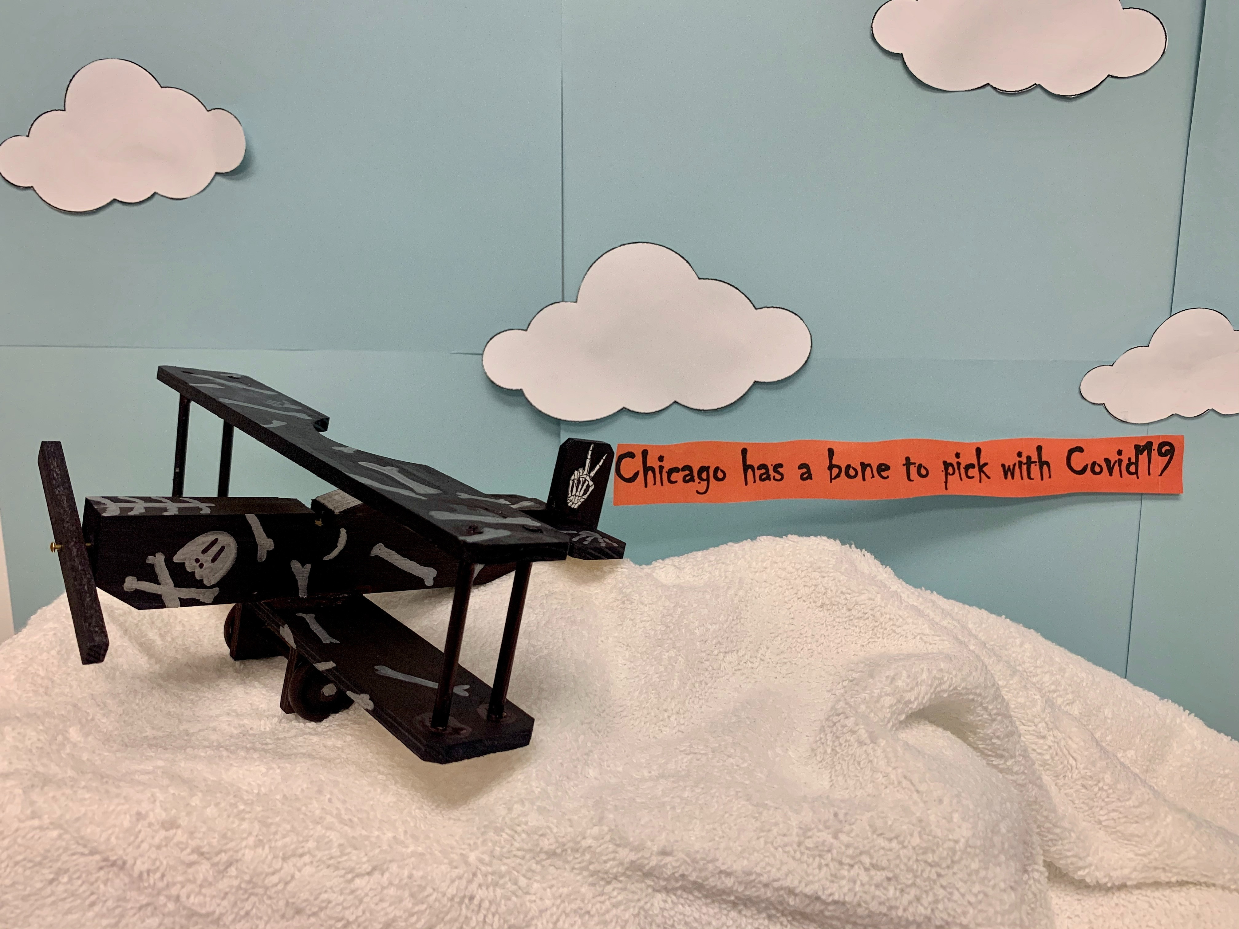 Biplane Battle Entry #016; Owner: Renee Hoffman; Decorator: Samantha Giles; Entry Name: "Chicago Has a Bone to Pick with COVID-19"