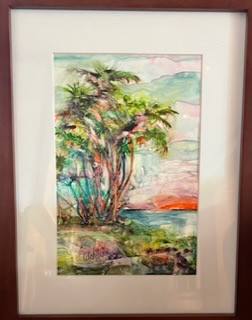 18” x 14” water color of  a sunset from the big island of Hawaii by Pat Olchefski-Winston