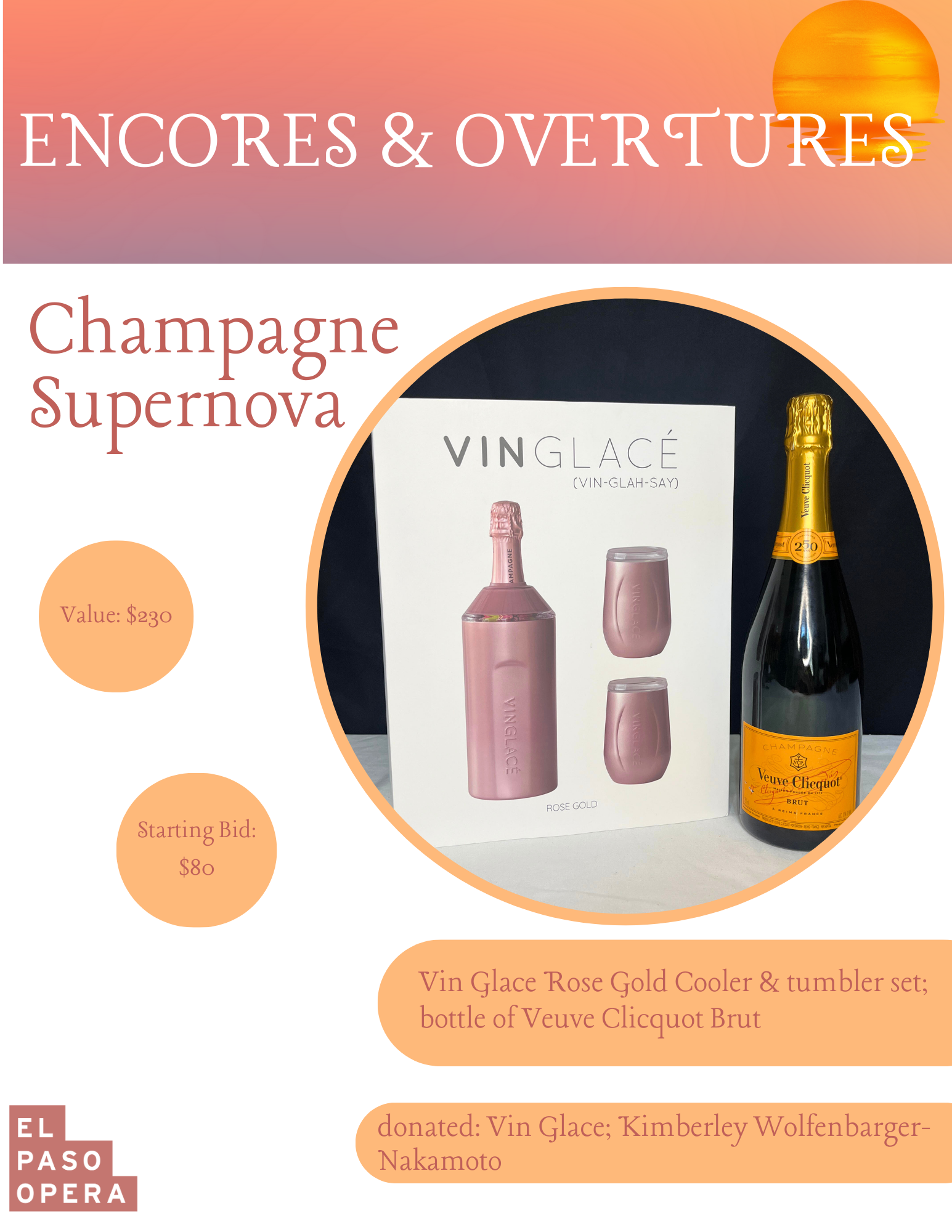 Bottle of Veuve Clicquot Brut and Vin Glace Wine Cooler/Tumbler Set