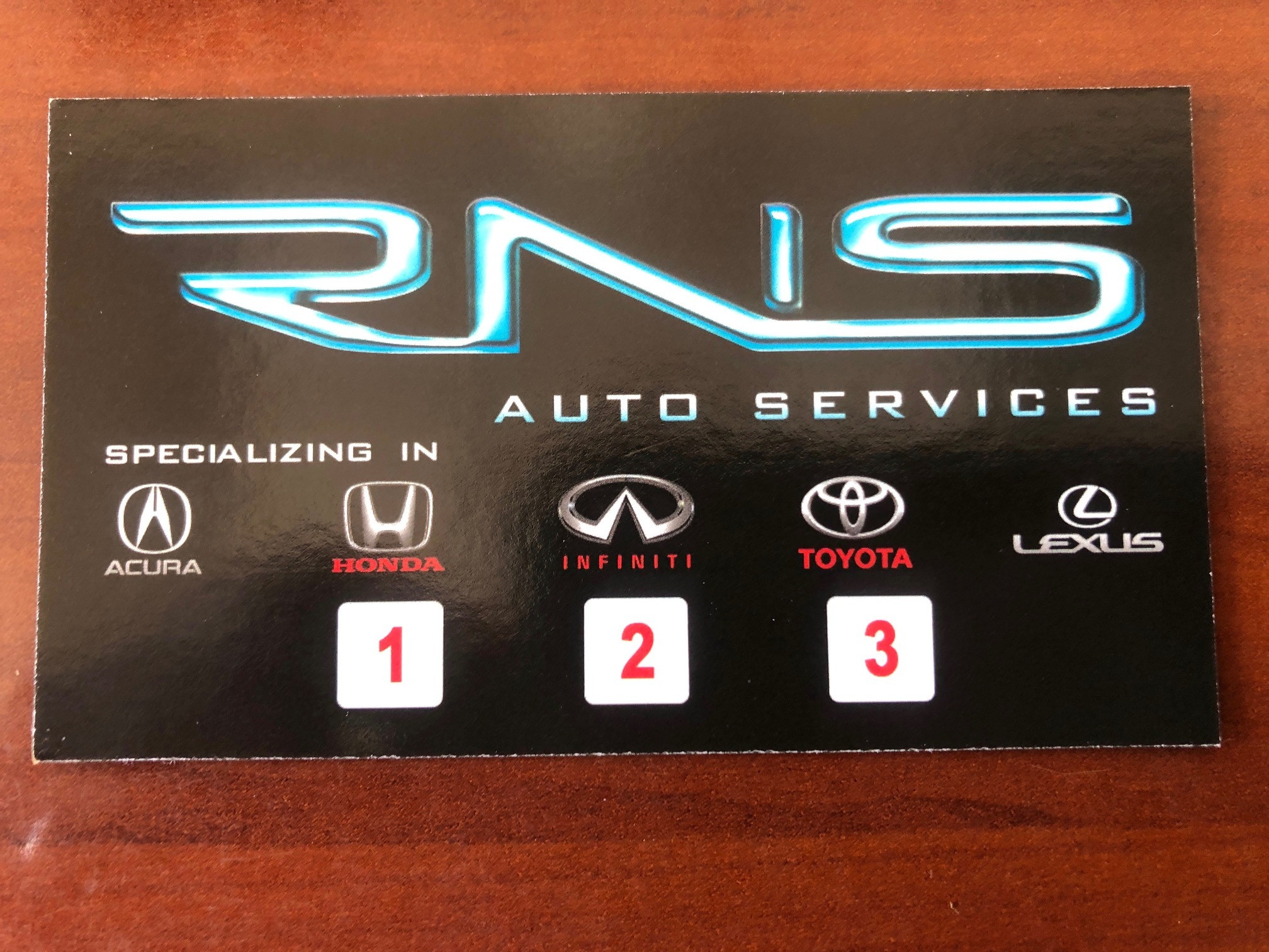 3 oil changes (semi-synthetic), tire rotations, and full multi-point inspections.     visit rnsautoservices.com