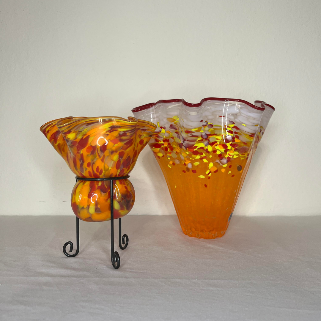 Venetian style glass vase duo