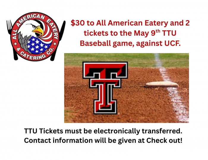 2 tickets to the UCF game on May 9th and $30 to All American Eatery.