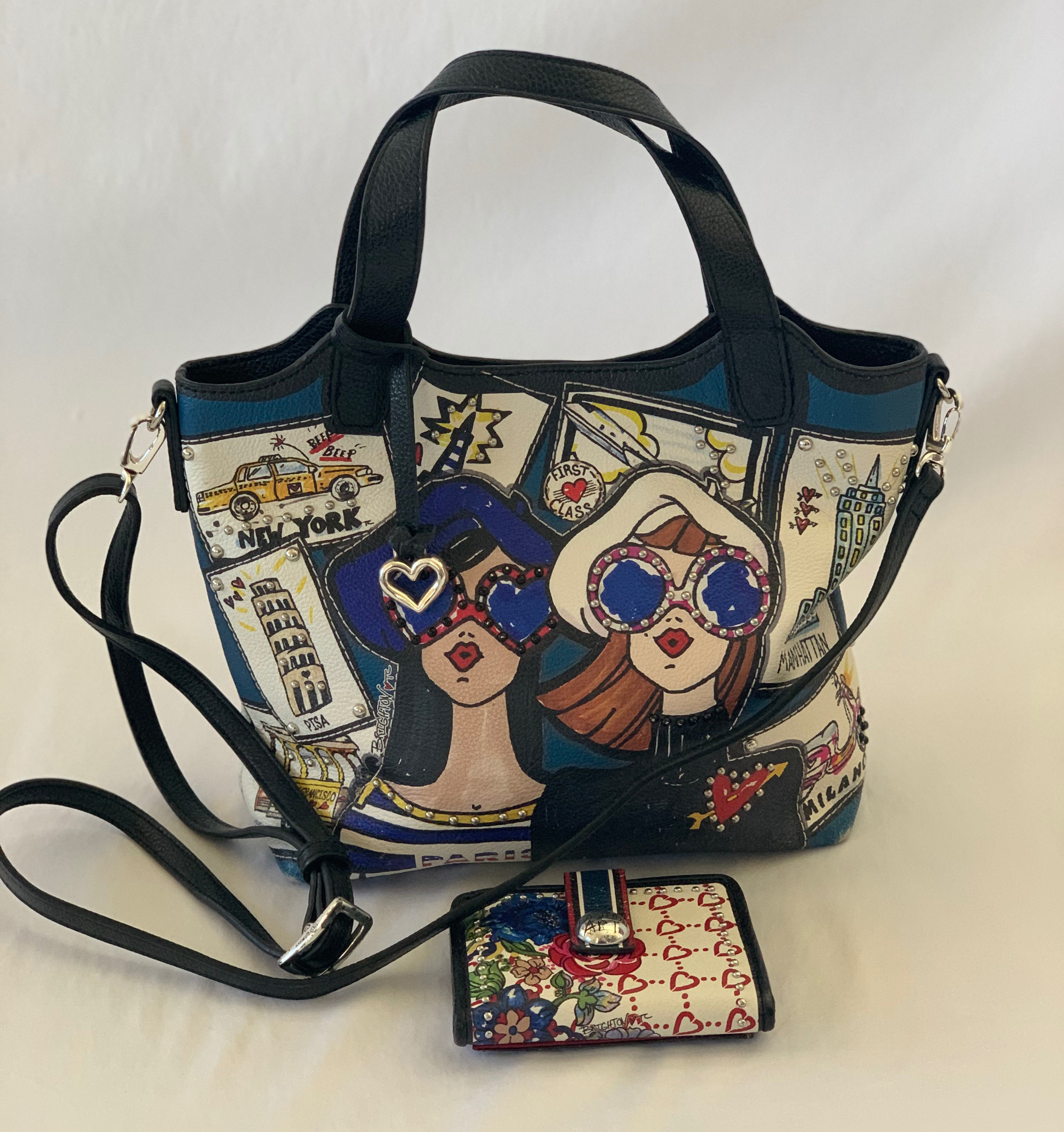 Brighton “my happiest trip” multicolor crossbody bag with matching wallet