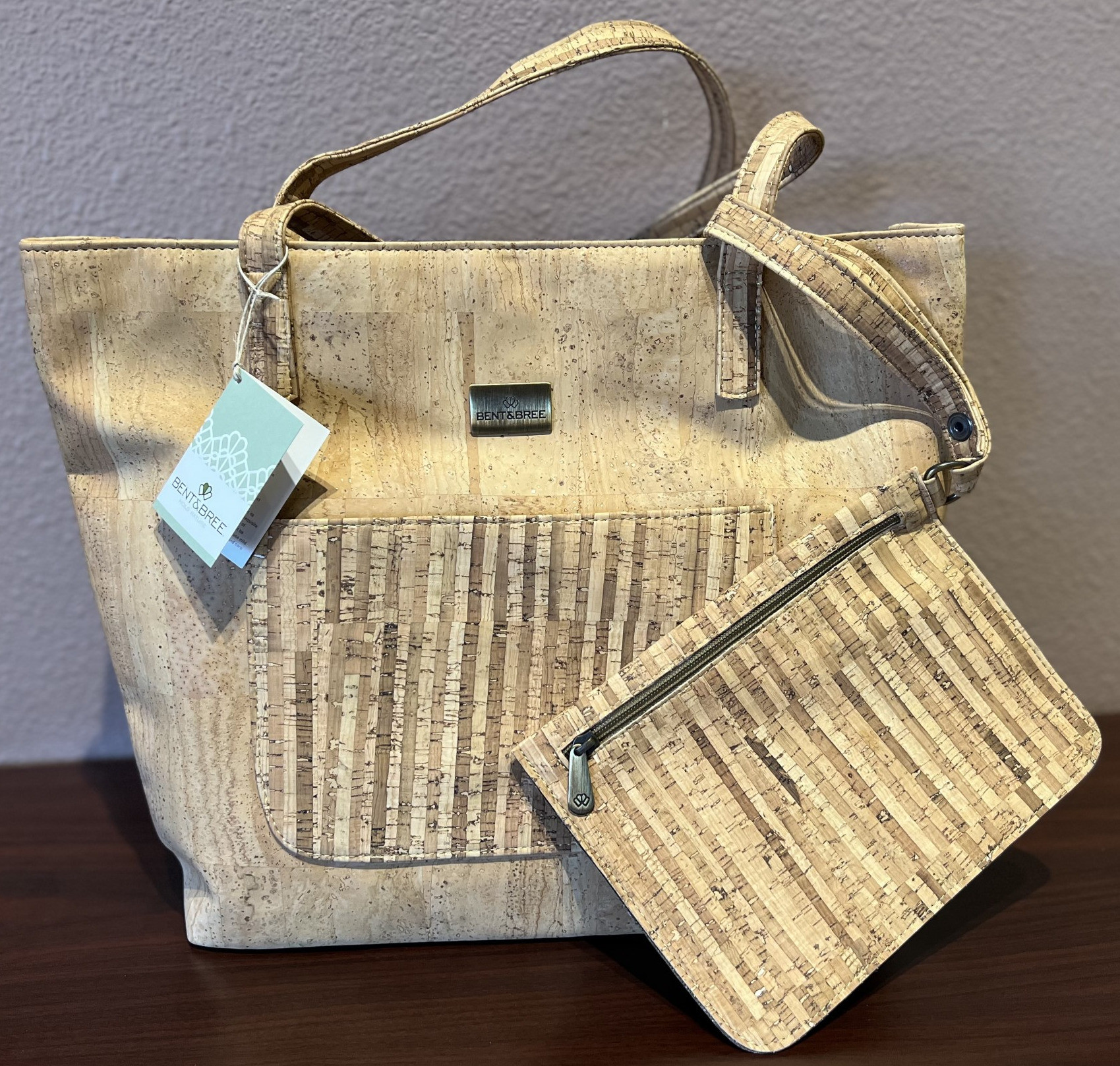 Gina cork tote with clutch