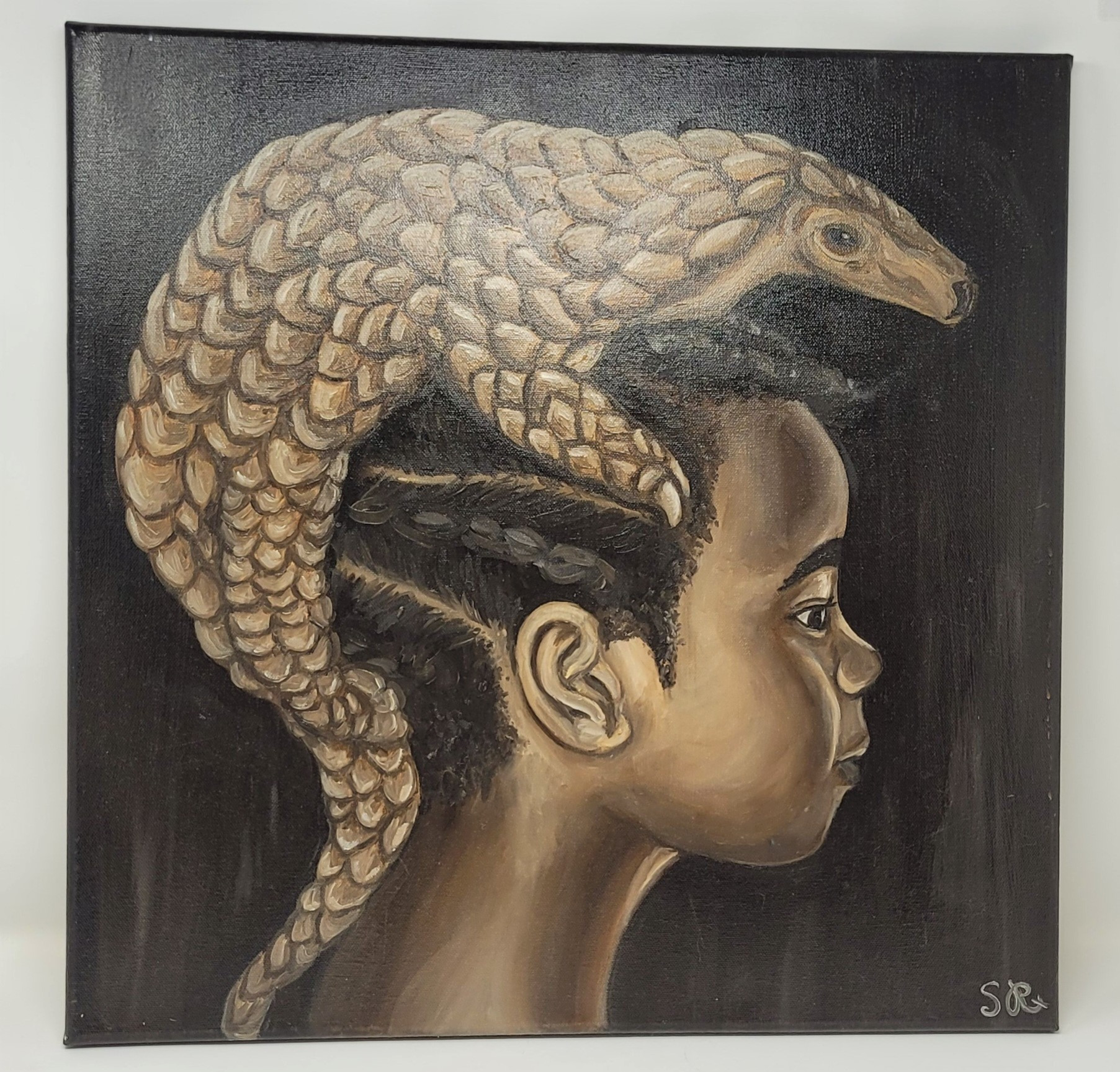 Oil painting focuses on endangered pangolins and the export of their scales
