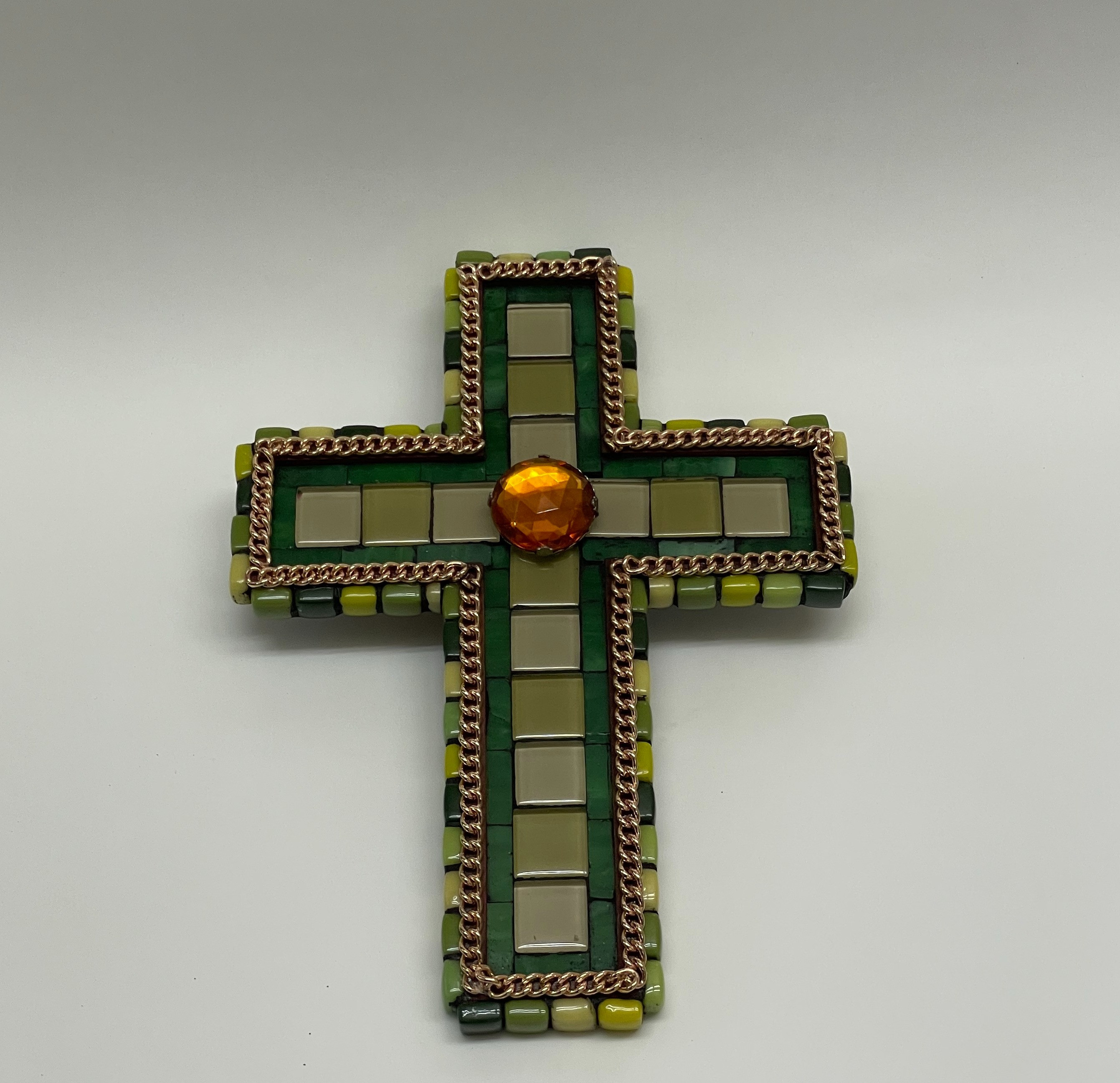 A gorgeous hand-made colorful mosaic cross