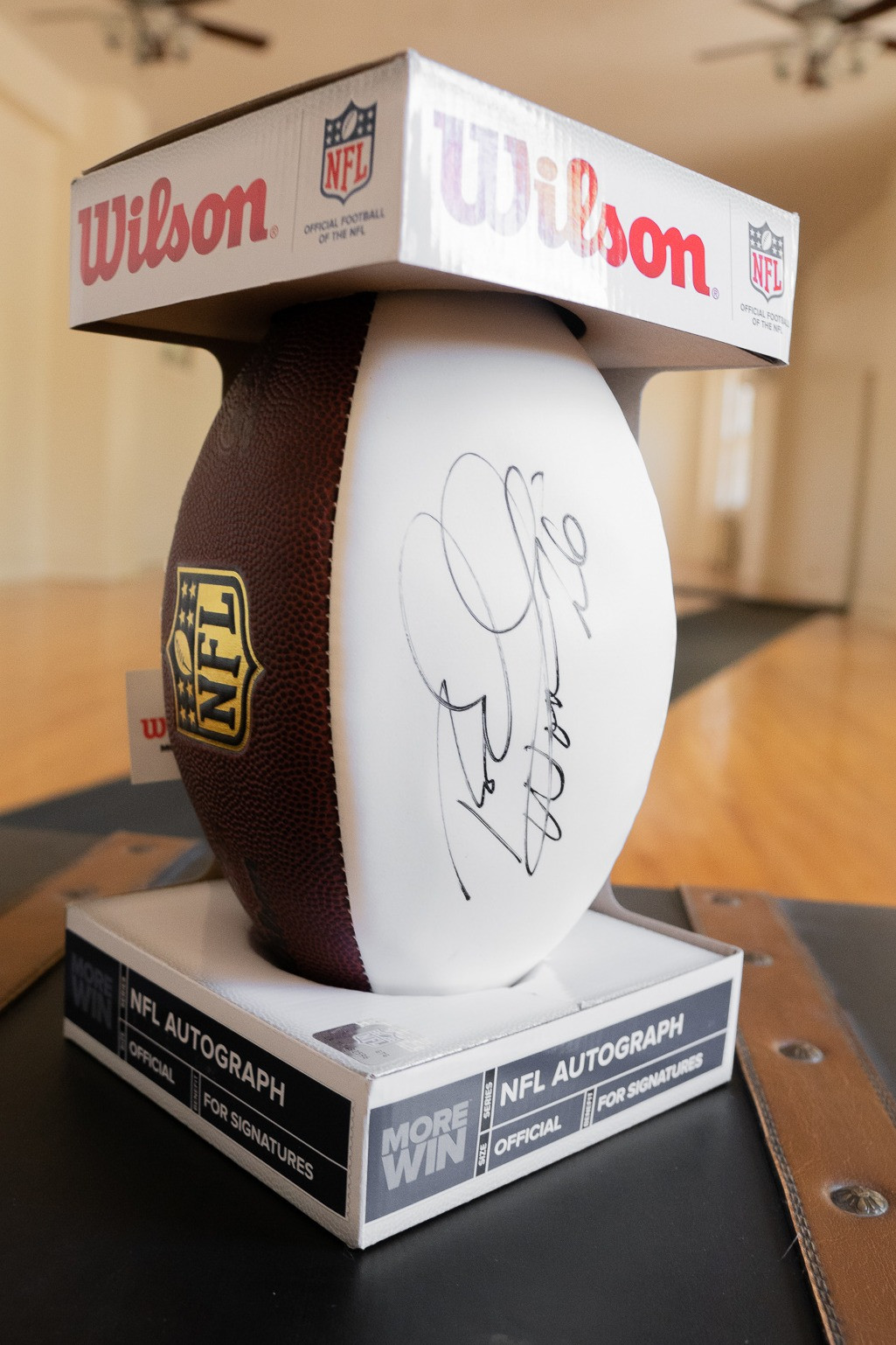 The Duke Wilson NFL Football autographed by Super Bowl Champ (Baltimore Ravens) and Hall of Fame Winner Rod Woodson. Rod most notably played with the Pittsburgh Steelers.