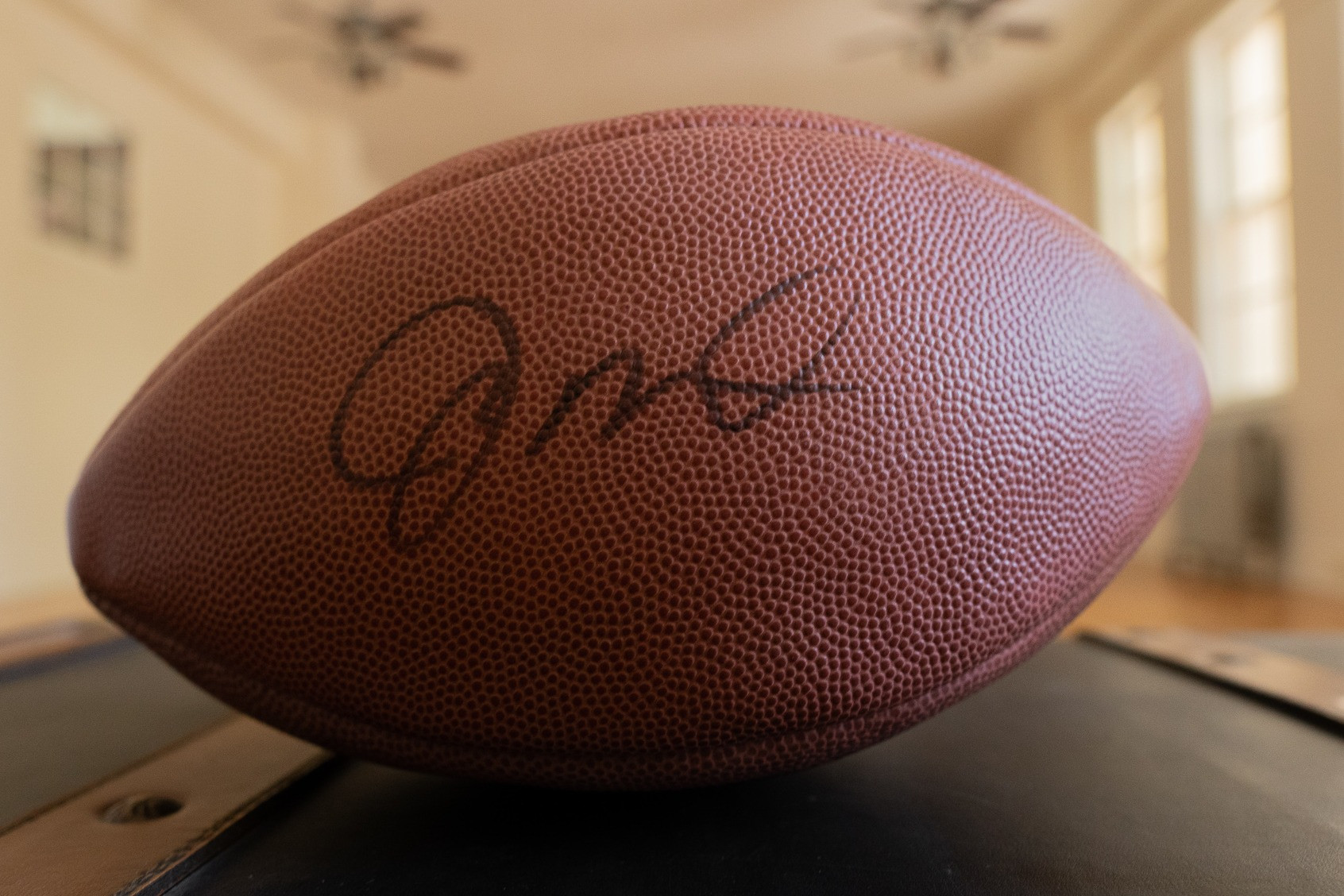 Wilson Official NFL Football autographed by four time Super Bowl Champ, two time MVP and Hall of Fame Winner Joe Montana.