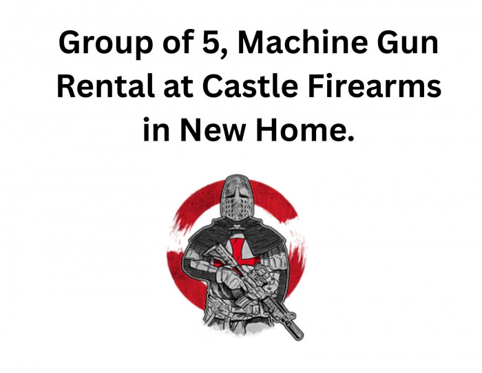 5 cards for a free Machine Gun Rental at Castle Firearms in New Home.