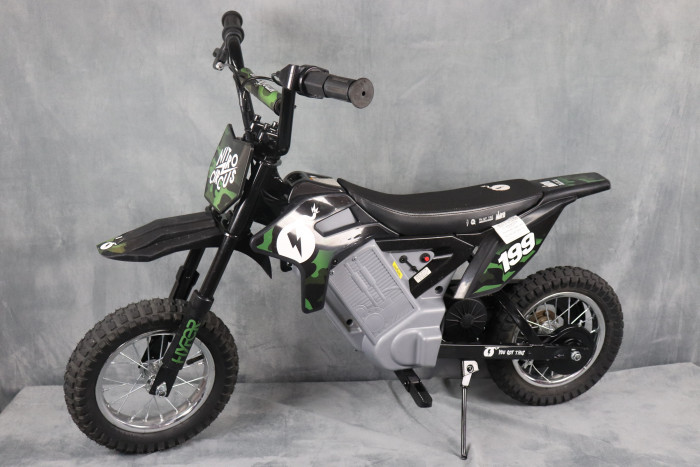 An outdoor ride-on dirt bike designed for kids and teens who want an adventurous ride. Goes up to 15 miles per hour.