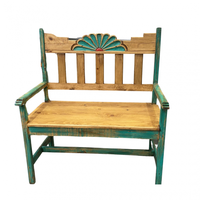 Hand Carved Solid Wood Rosetta Bench 36'