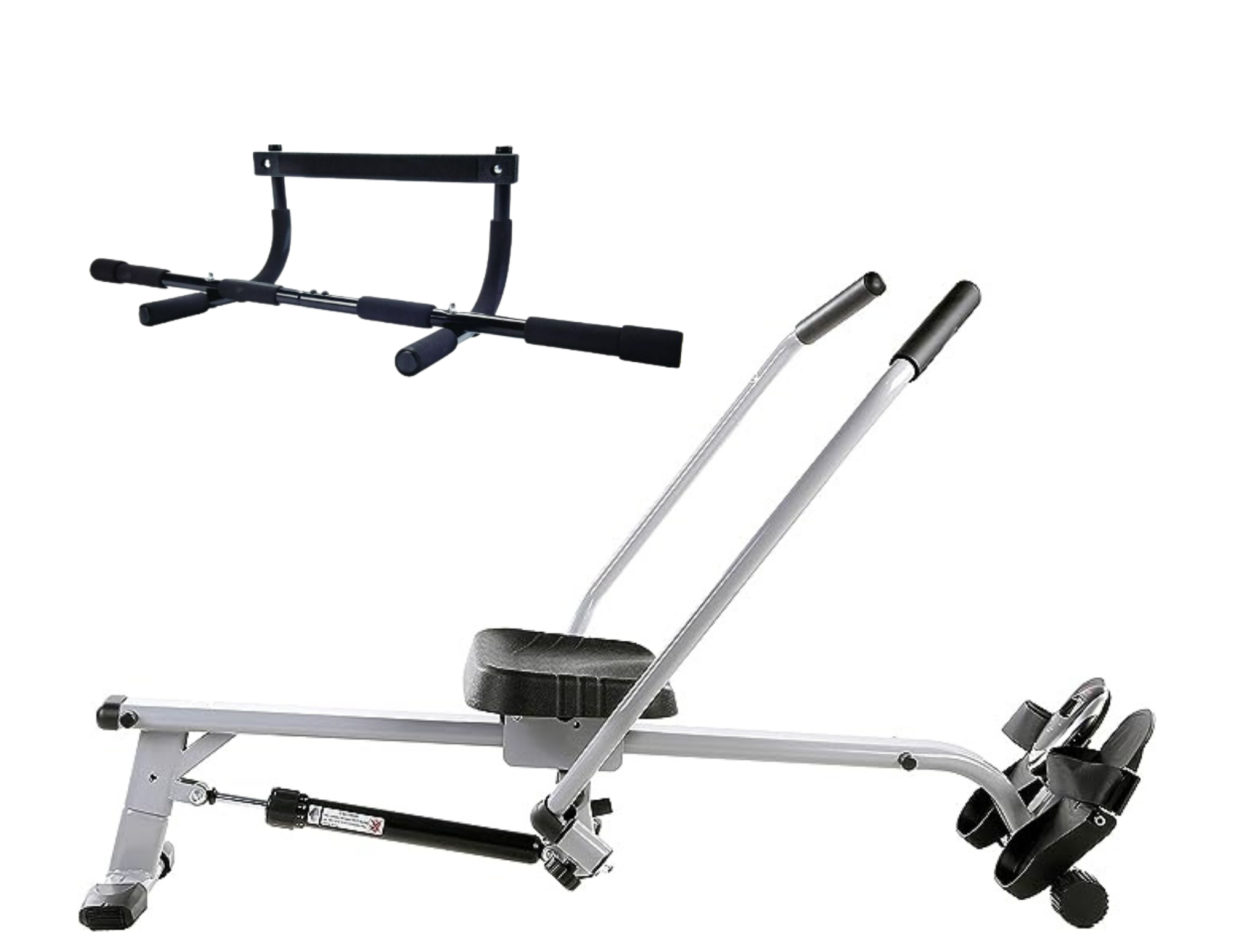 Full motion rowing machine w/350 lb weight capacity plus a pull up bar.